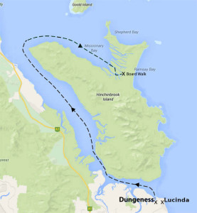 Ferry Transfers Map from Dungeness Hinchinbrook Island through Mission Bay